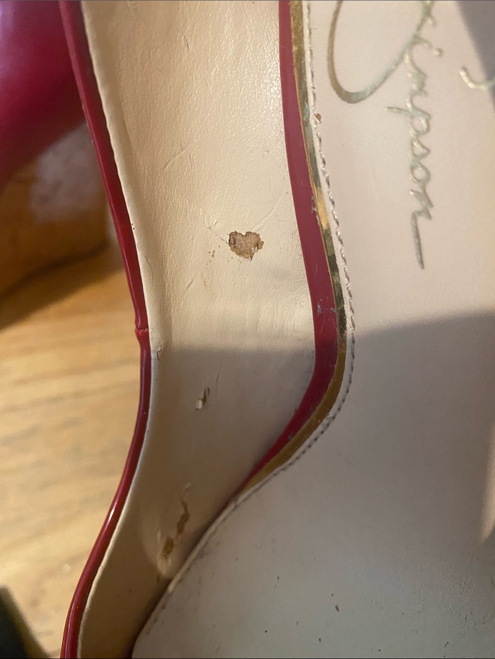 Jessica Simpson Red Patent Peep-Toe Cork Wedges - Picture 10 of 10